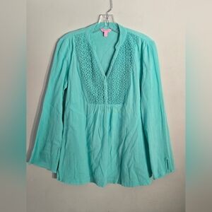 Lilly Pulitzer Cotton  Freya Tunic  Top Size Small, Mint Green